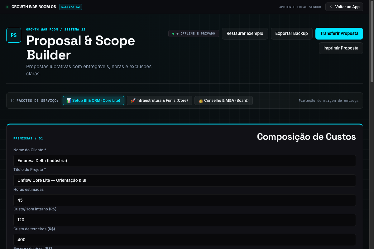 Interface real do Proposal Scope Builder